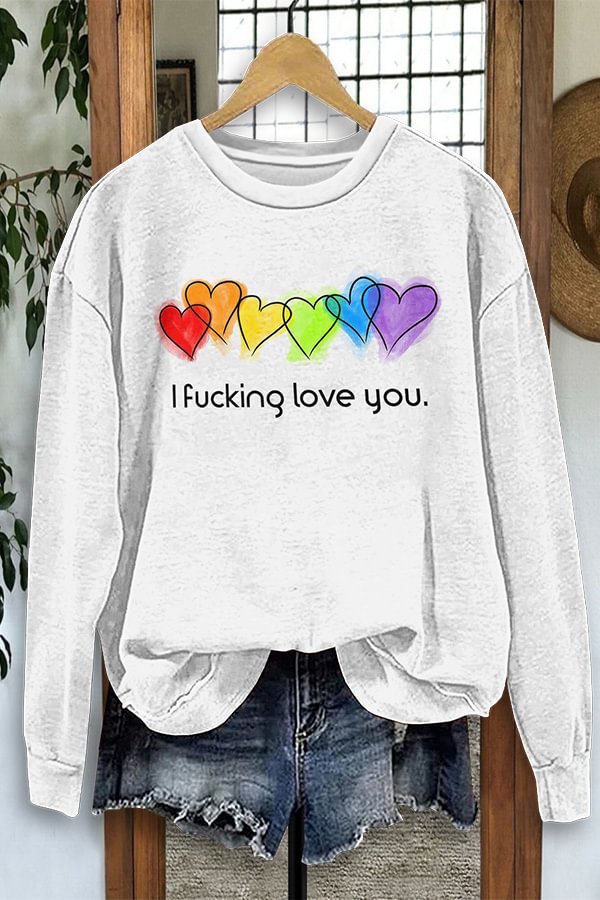 Women's I Fucking Love You Casual Round Neck Sweatshirt