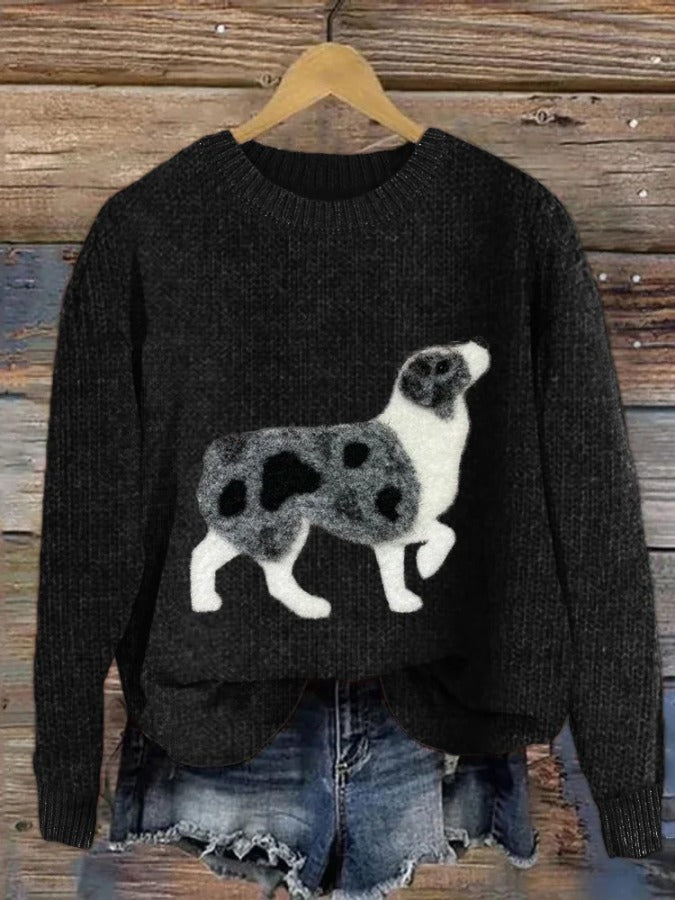 Australian Shepherd Dog Felt Cozy Knit Sweater