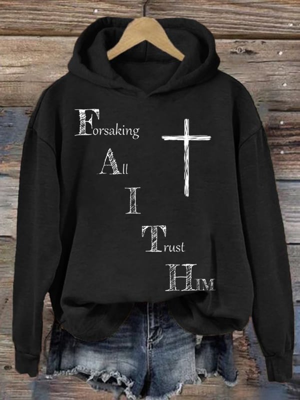 Women'S Faith Printed Casual Hoodie