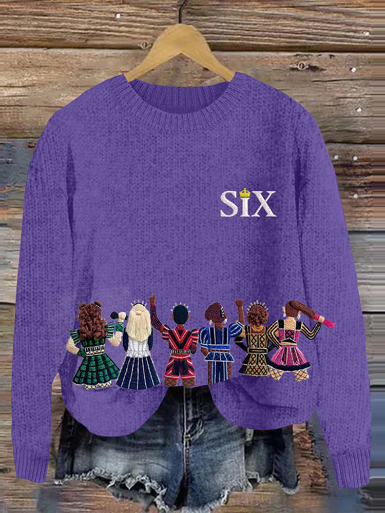 Six Musical Inspired Embroidered Sweater