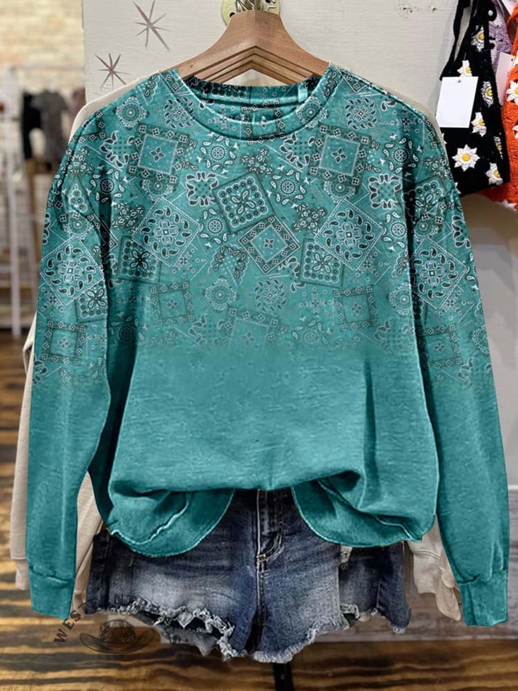 Lässiges Sweatshirt mit Paisley-Muster