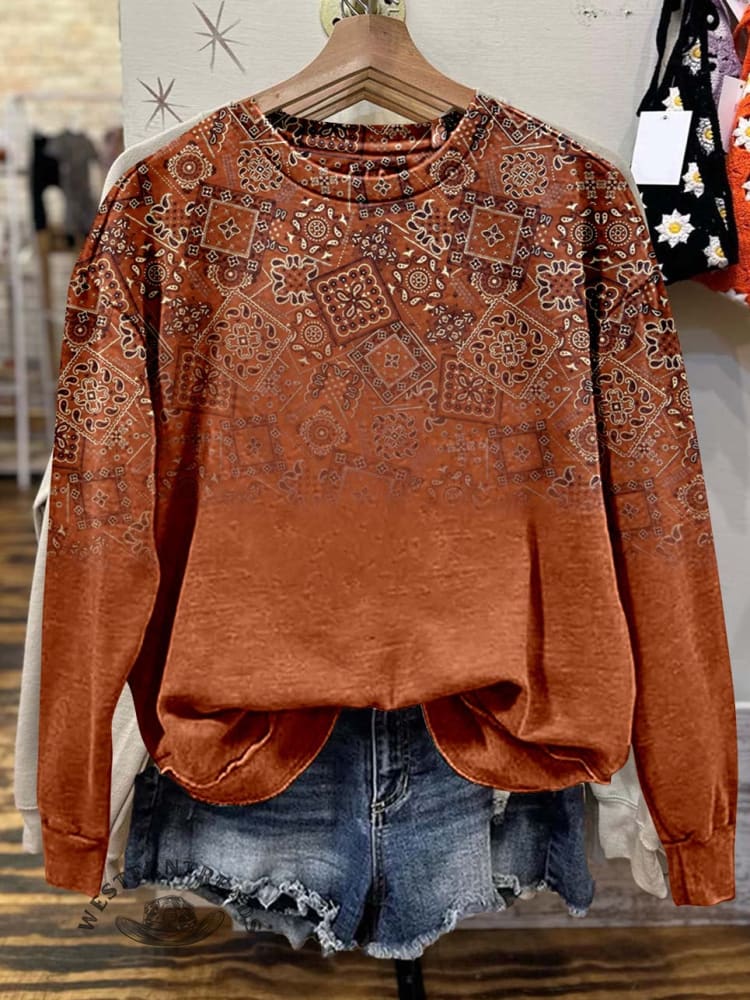 Lässiges Sweatshirt mit Paisley-Muster