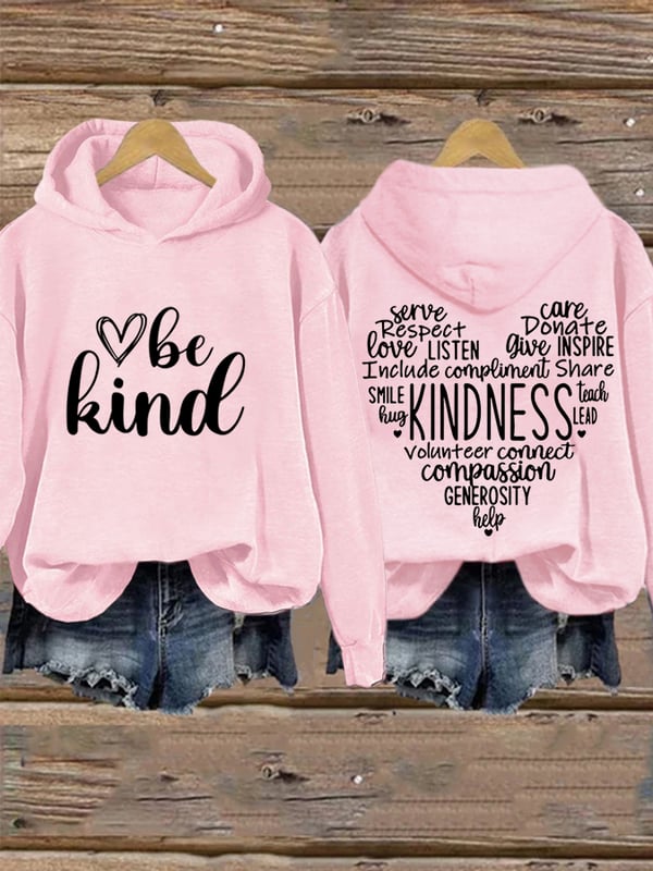 Women's Be Kind Print Casual Long Sleeve Hoodie