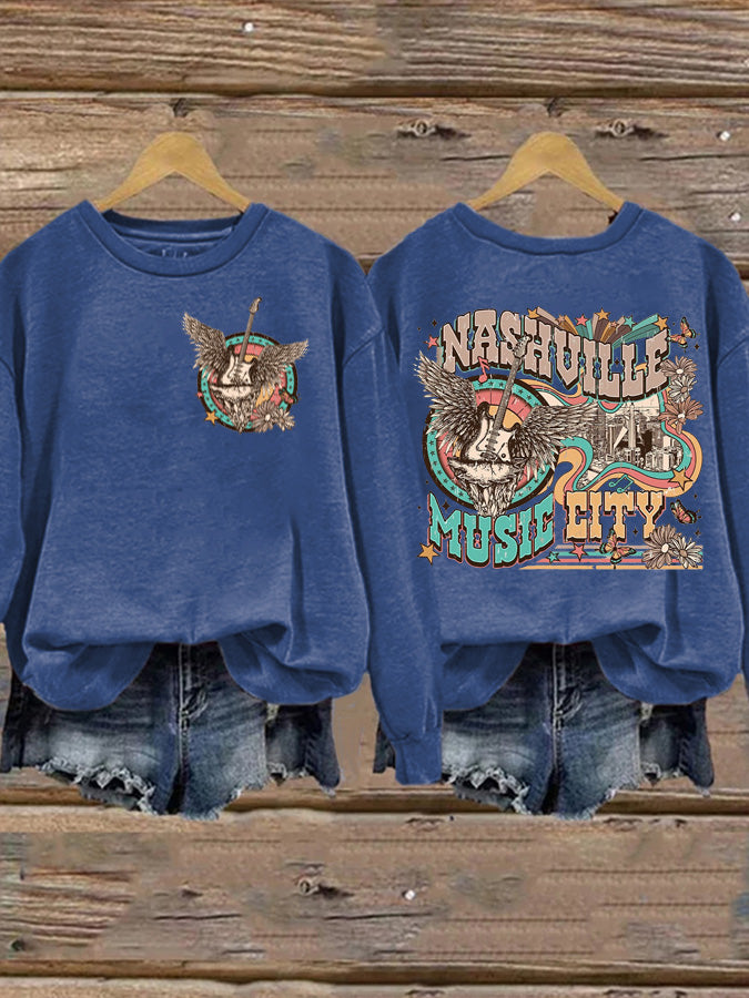 Sweatshirt mit Nashville Music City-Print für Damen