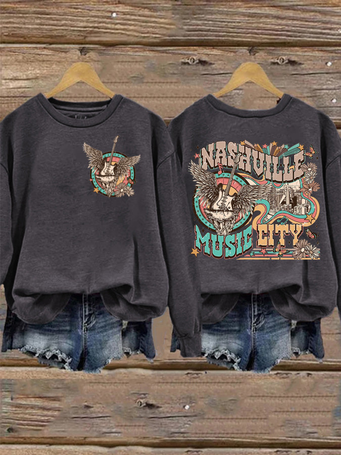 Women's Nashville Music City Print Sweatshirt