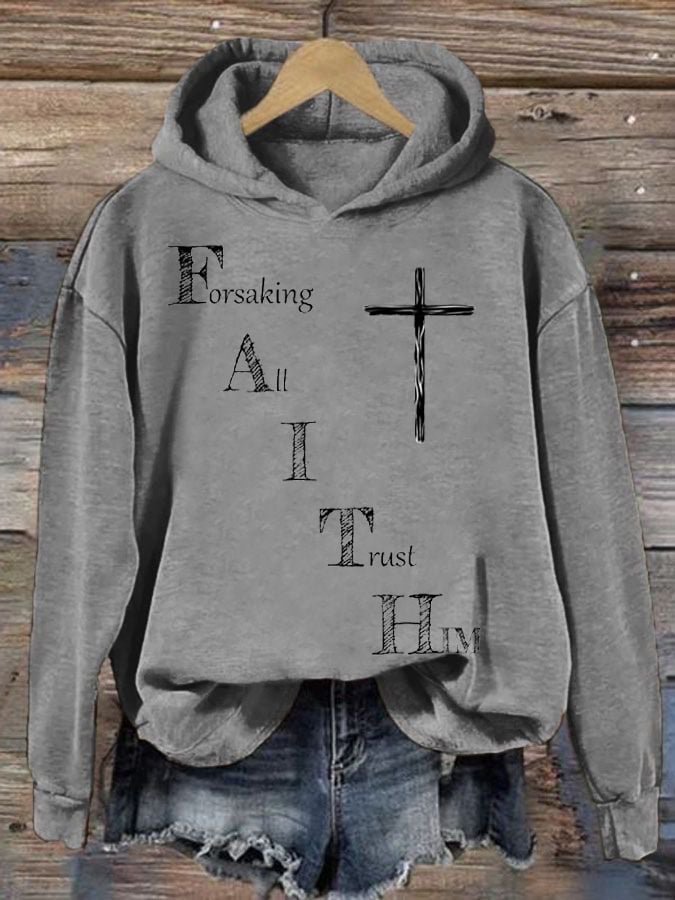 Women'S Faith Printed Casual Hoodie