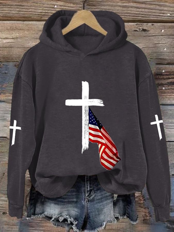 Women's Cross Flag Print Sweatshirt