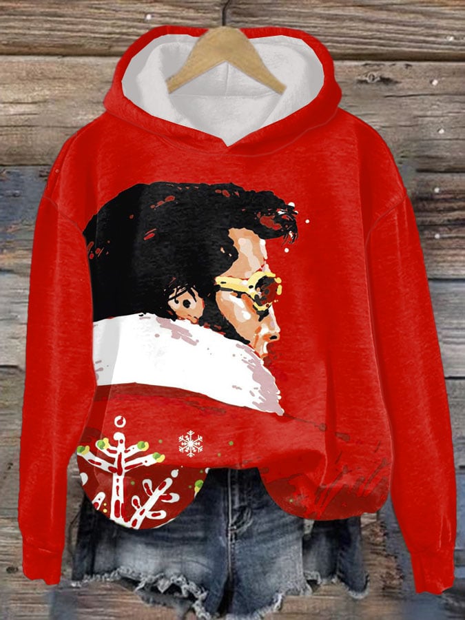 Women's The King And Snowflake Print Casual Sweatshirt