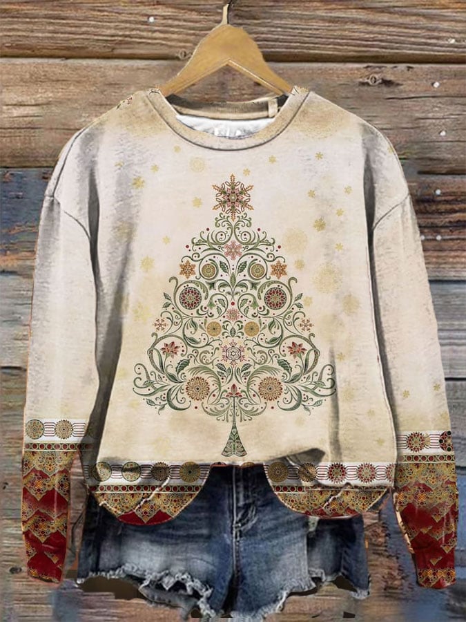 Women's Vintage Christmas Printed Sweatshirt