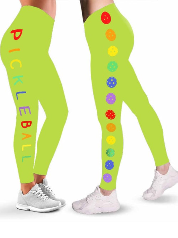 Women's Colorful Pickleball Print Leggings