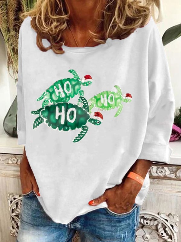 Women's Christmas Turtle Print Casual Sweatshirt