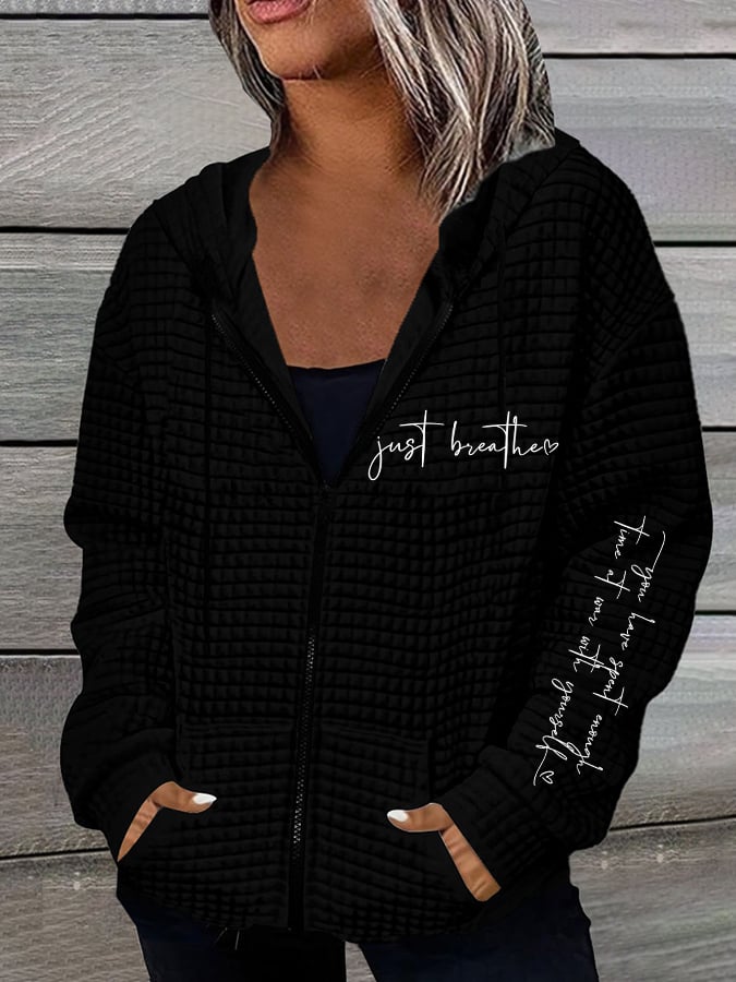 Women's Just Breathe Casual Waffle Hooded Jacket