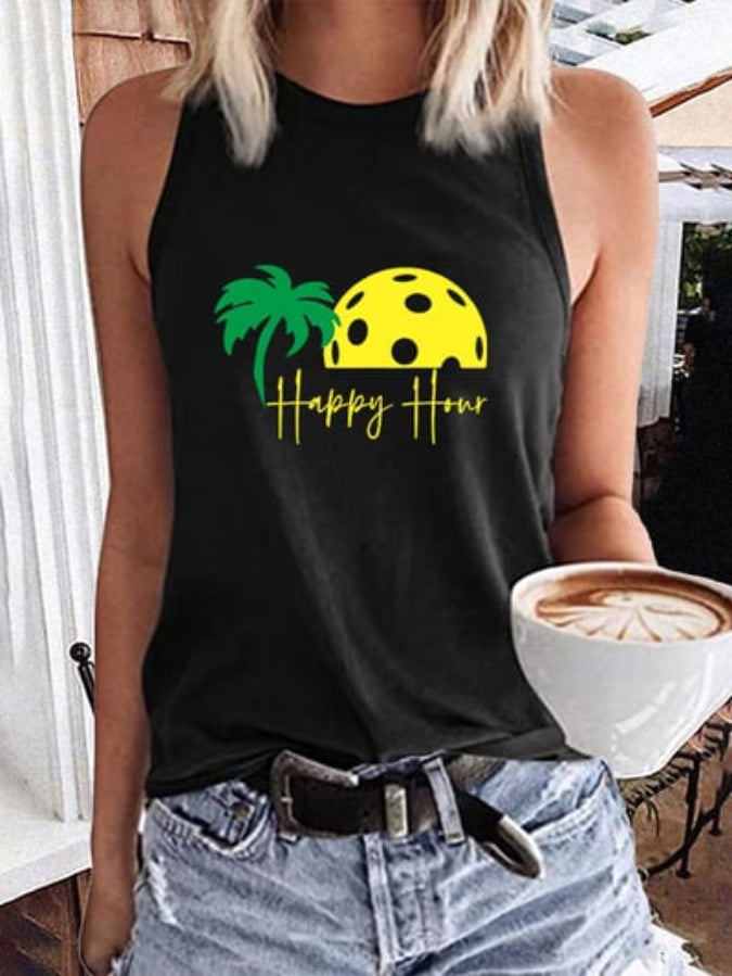 Women's Pickleball "HAPPY HOUR" Printed Casual Vest