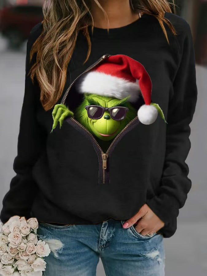 Women's Christmas Printed Crew Neck Sweatshirt