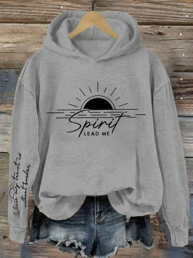 Women's Spirit Lead Me Elegant Boho Christian Quote Print Hoodie