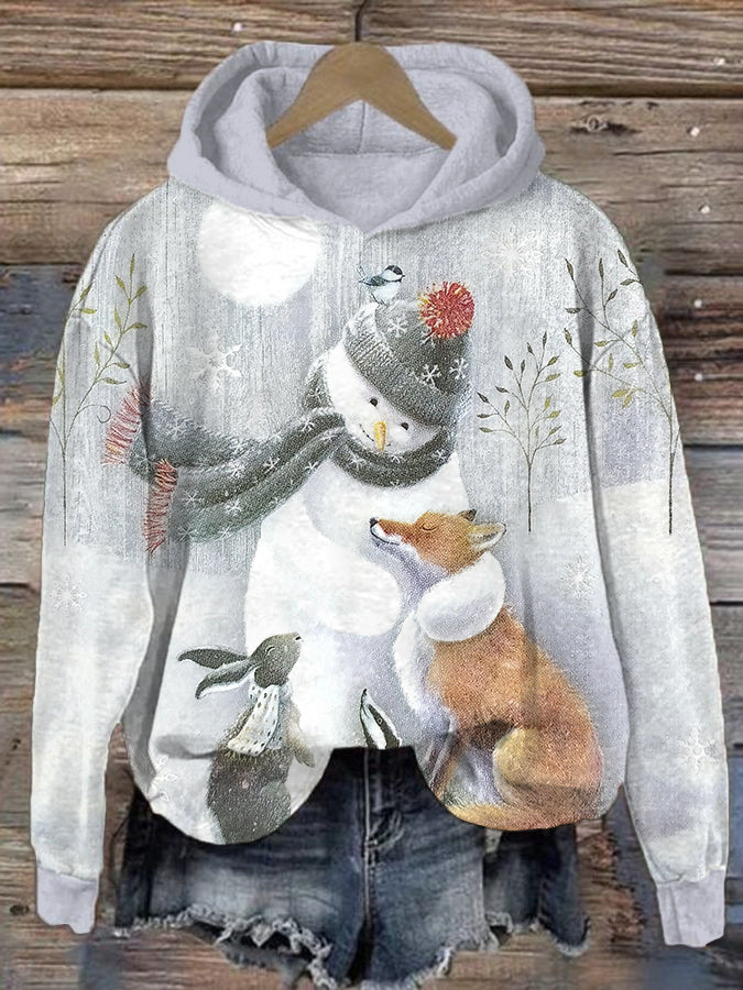 Women's Animal Christmas Print Hooded Sweatshirt