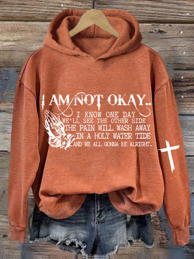 Women's I’m Not Okey Printed Casual Hoodie