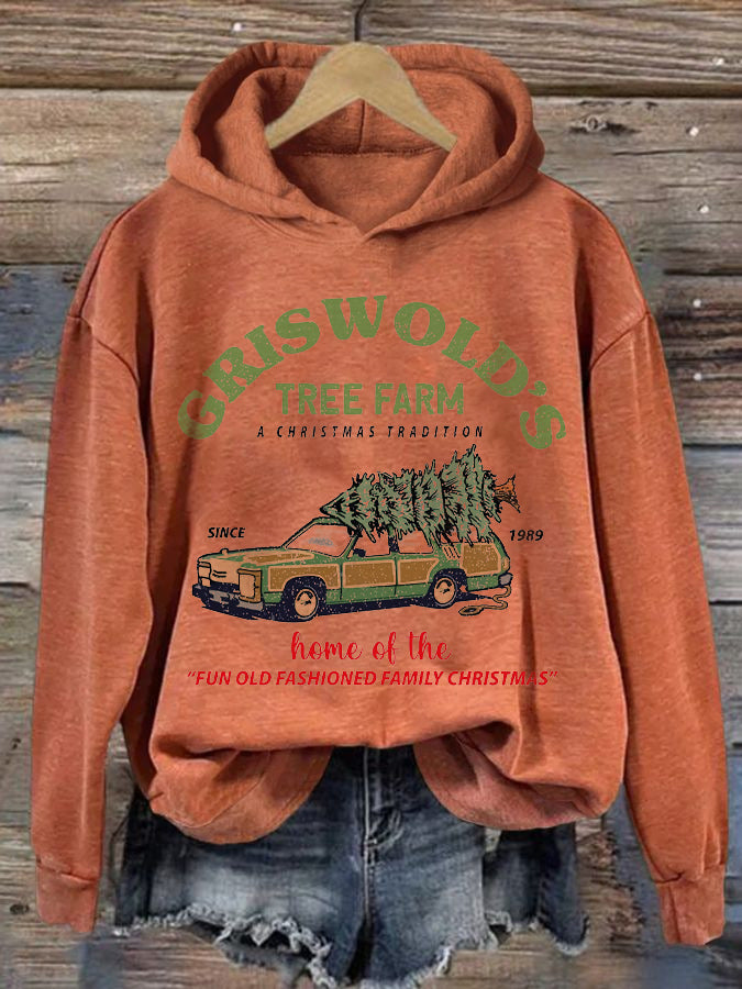 Women's Griswold Christmas Tree Farm Print Hooded Sweatshirt