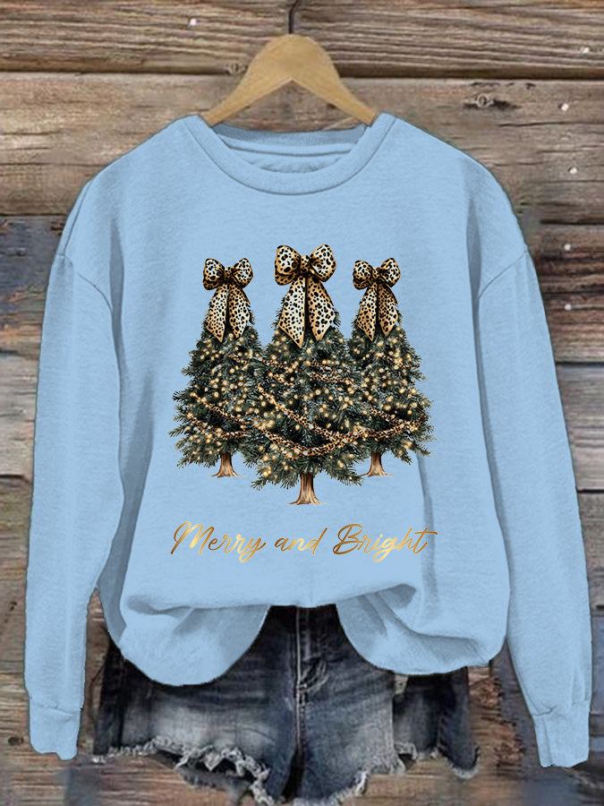 Women's Christmas Tree Printed Crew Neck Sweatshirt