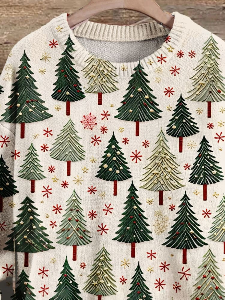 Christmas Gift Christmas Tree Art Print Knit Pullover Sweater