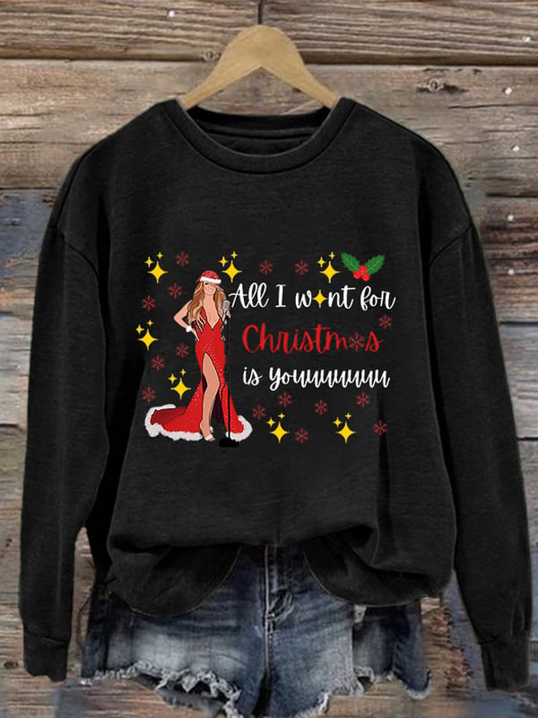 Retro All I Want For Christmas Is You Print Sweatshirt