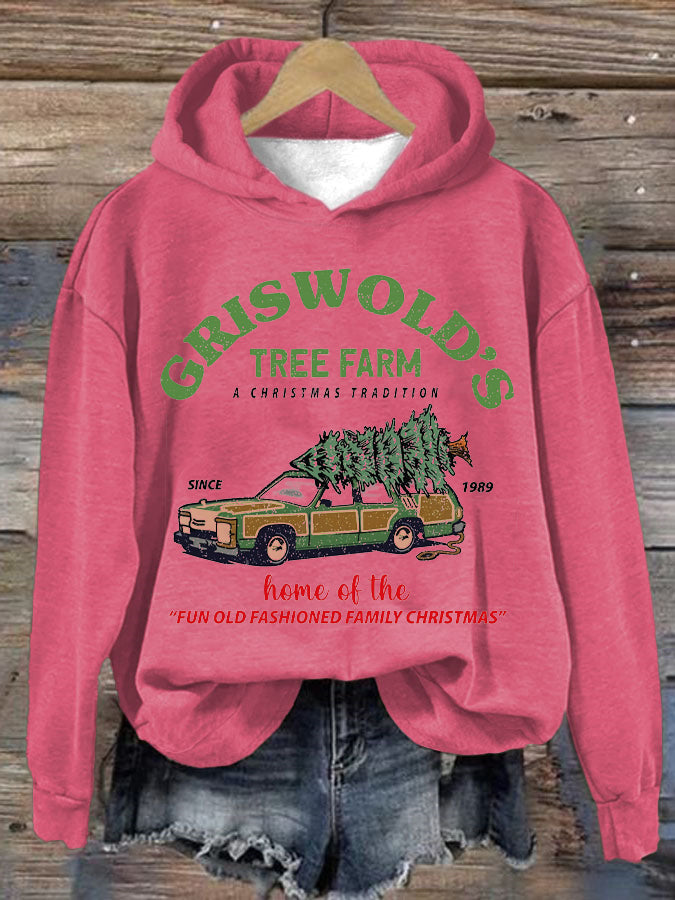 Women's Griswold Christmas Tree Farm Print Hooded Sweatshirt