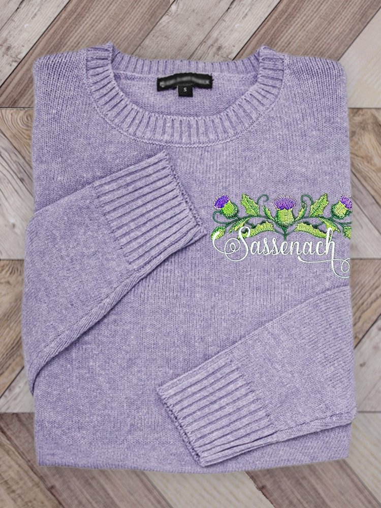 Sassenach Historical Tv Show Floral Embroidered Cozy Sweater