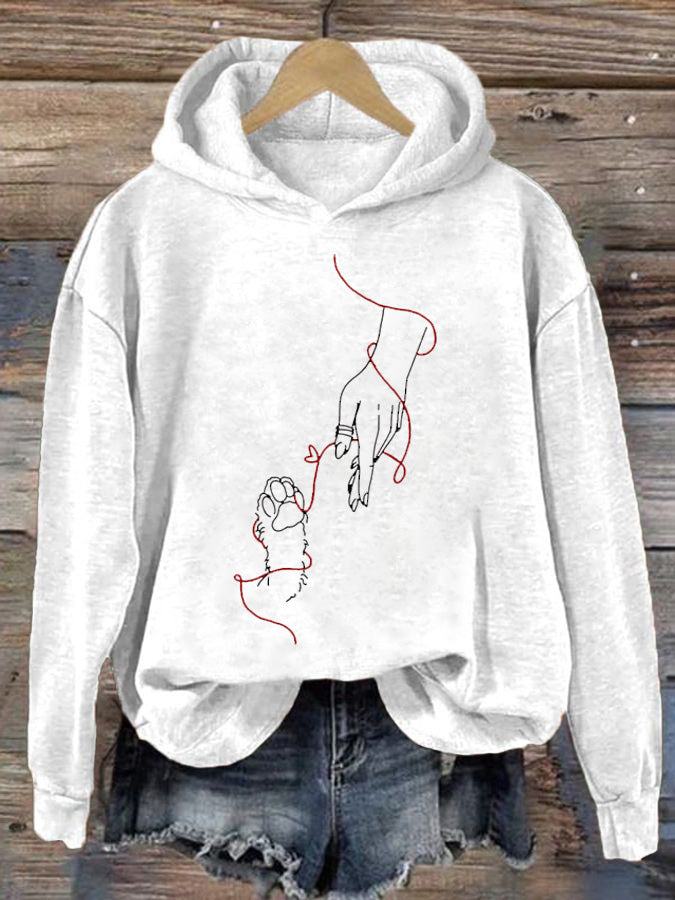 Women's Cat Print Hoodie Sweatshirt