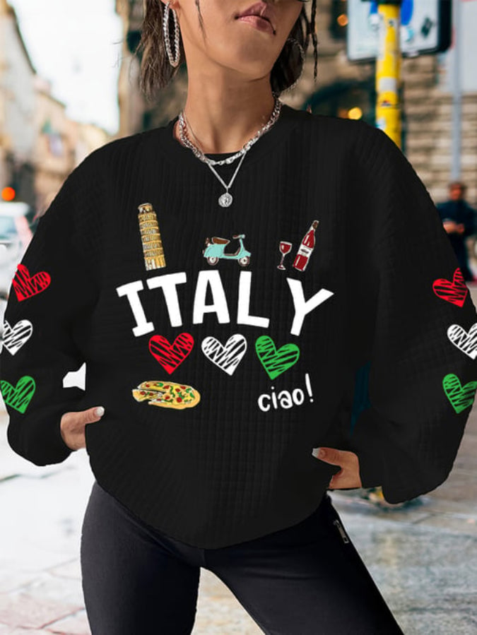 Women's Italy Travel Souvenir Waffle Sweatshirt