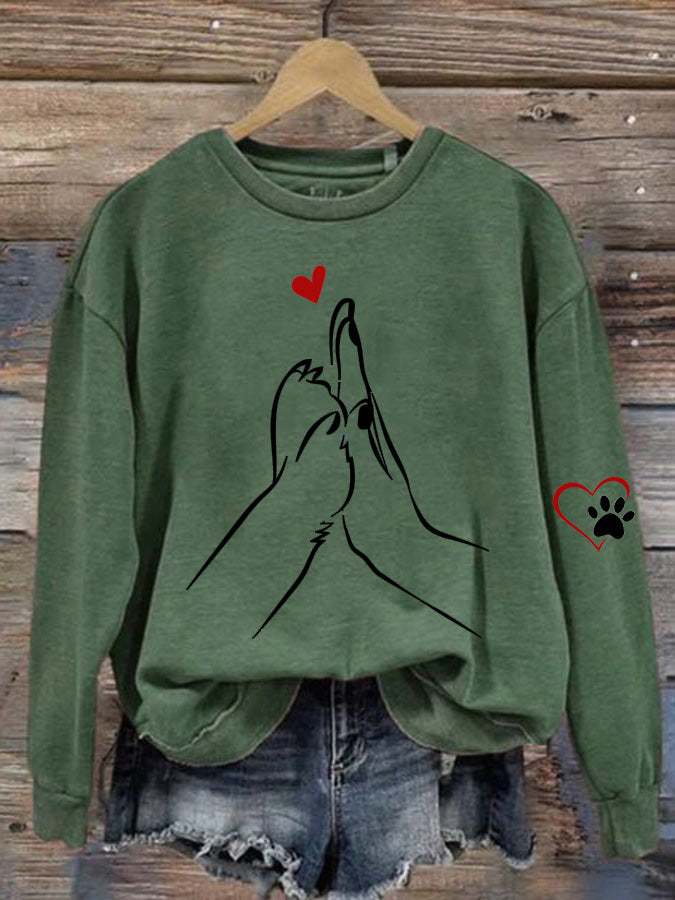 Dog Line Art Paw Print Comfy Sweatshirt