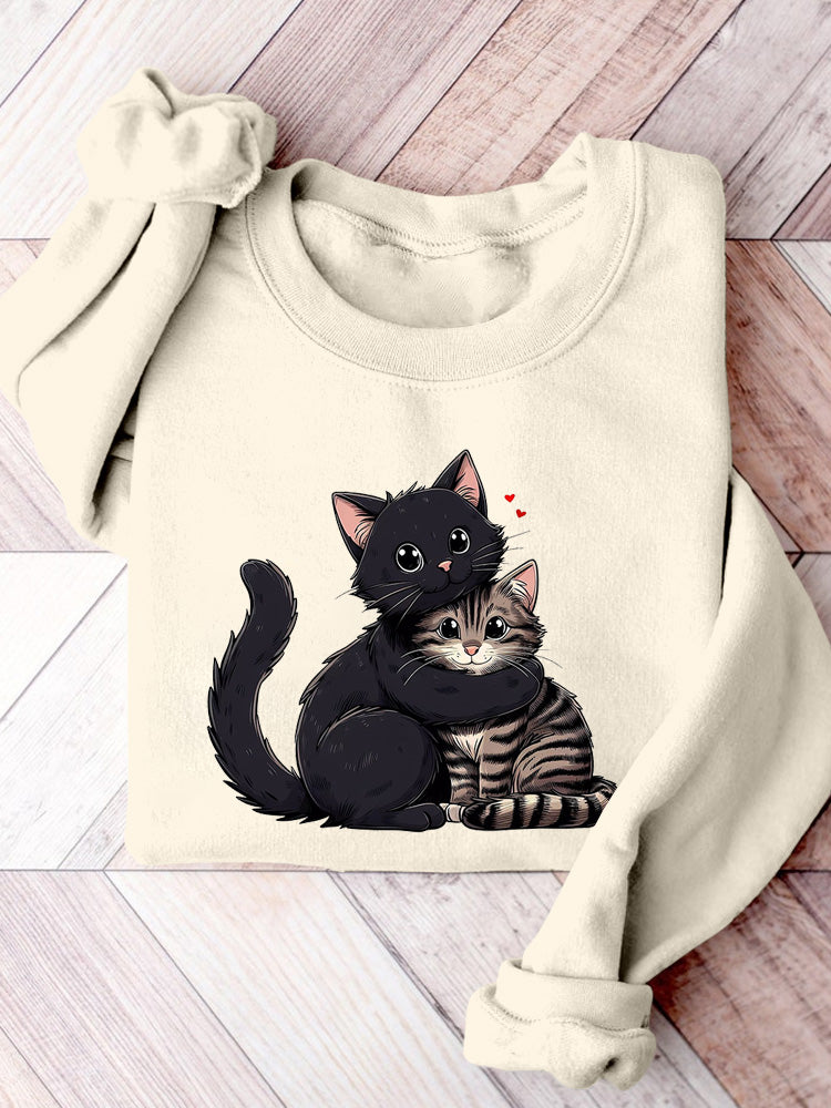 Women's Cat Print Casual Sweatshirt