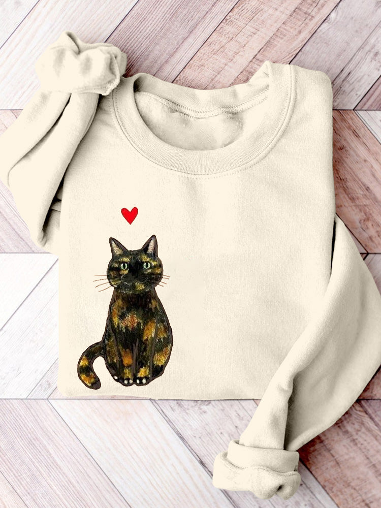 Women's Cat Print Casual Sweatshirt