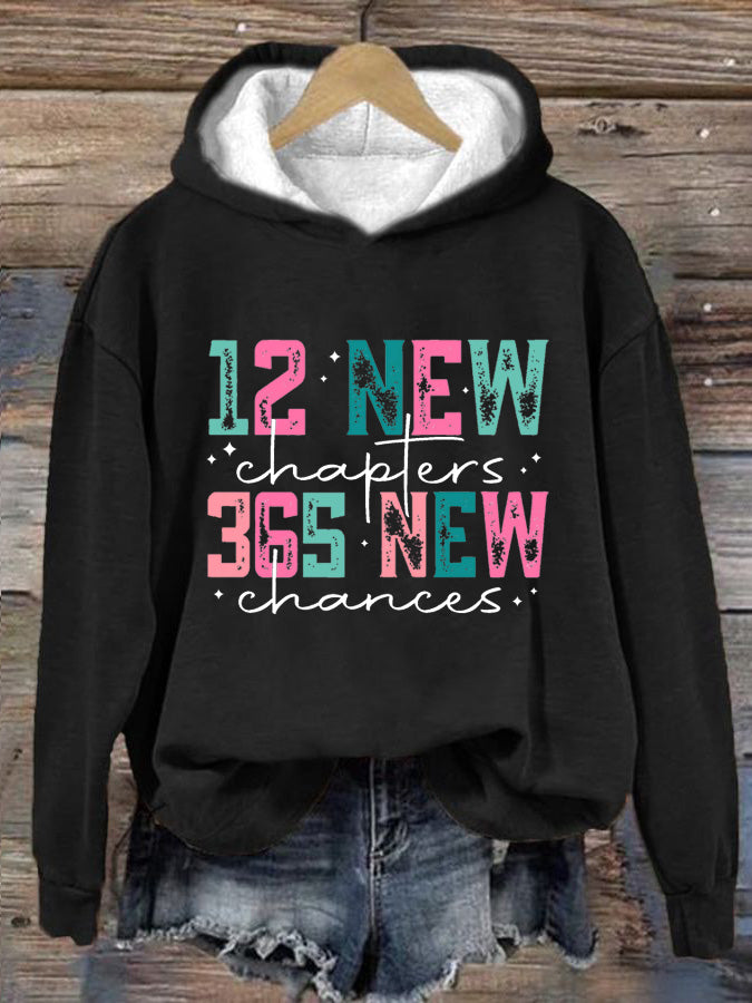 Women's 12 New Chapters 365 New Chances Print Hoodie