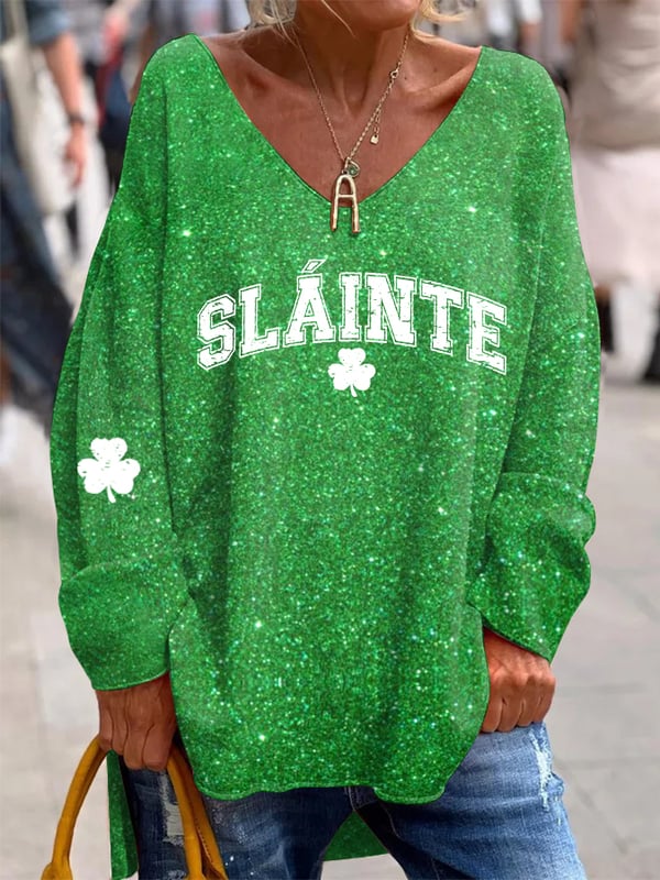 Women's St Patrick's Day Slainte Irish Printed Top