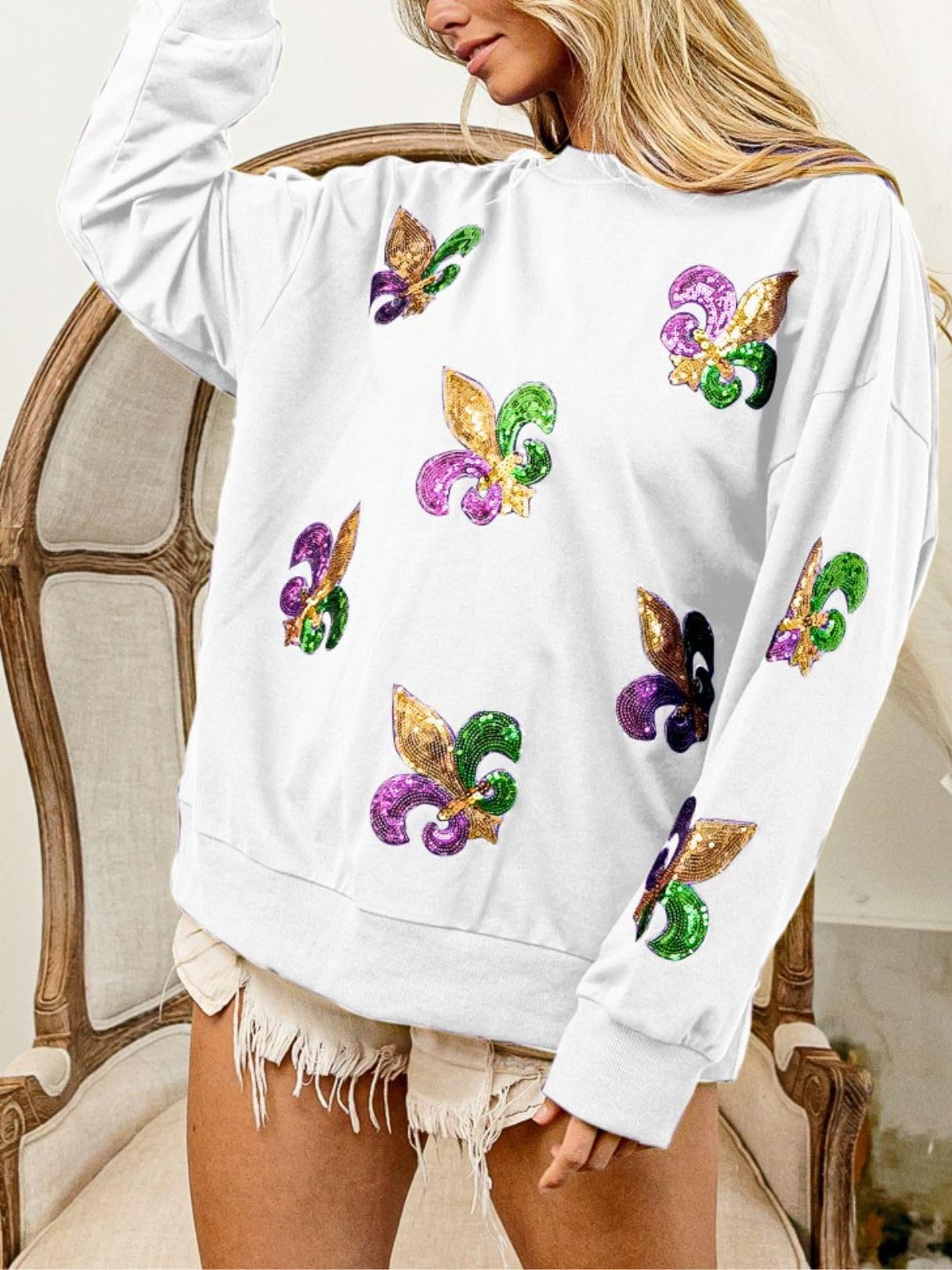 Women's Fashion Glitter Knitted Sweatshirt