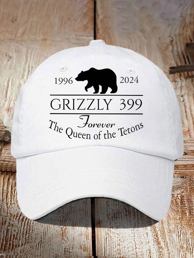 Retro Grizzly 399 Forever The Queen Of The Tetons 1996-2024 Print Baseball Cap