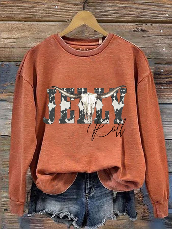 Sweatshirt mit Rundhalsausschnitt und Country-Musik-Print für Damen