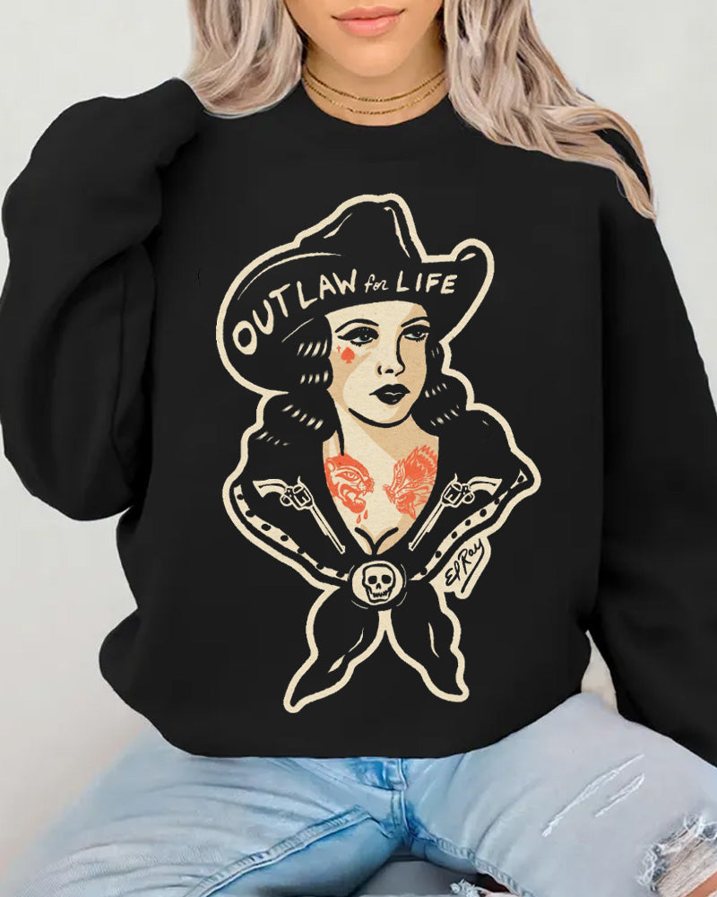 Women's Western Style Print Sweatshirt