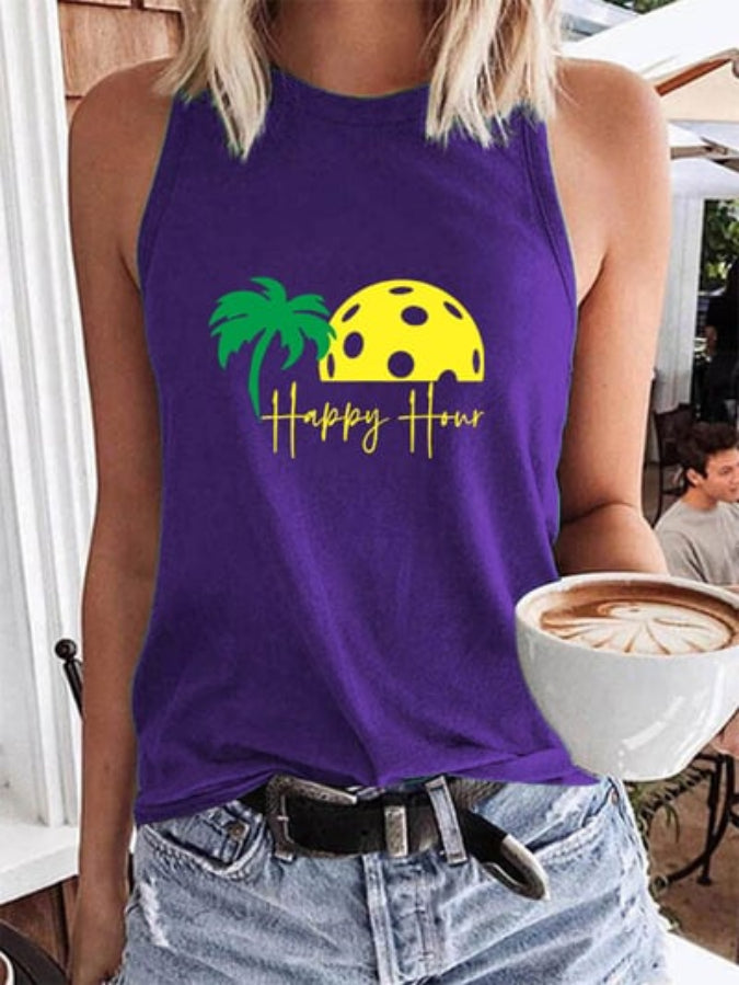 Women's Pickleball "HAPPY HOUR" Printed Casual Vest