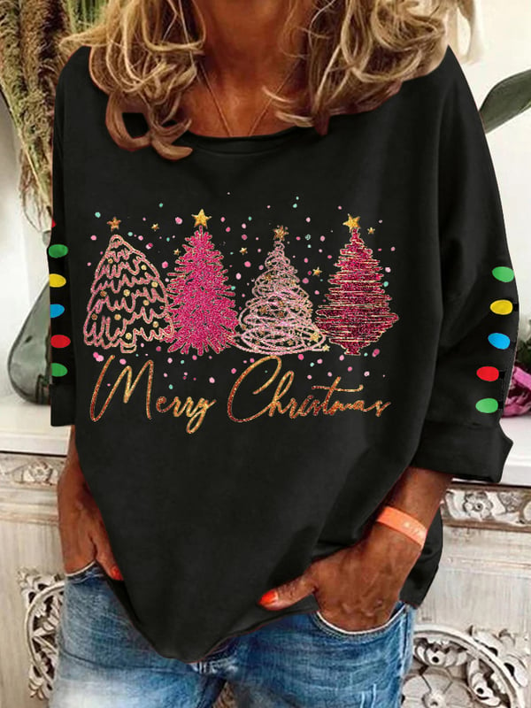 Women's Christmas Tree Printed Casual Sweatshirt