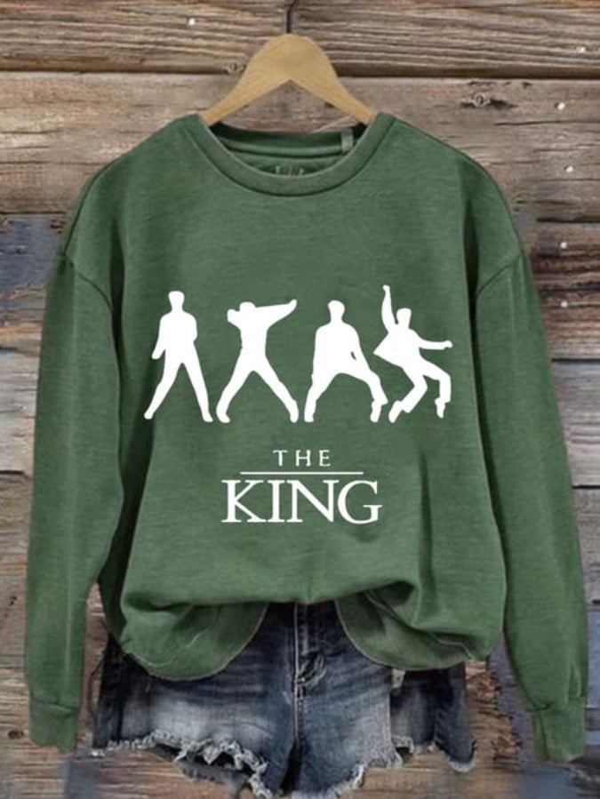 Women's Vintage The King Printed Round Neck Sweatshirt