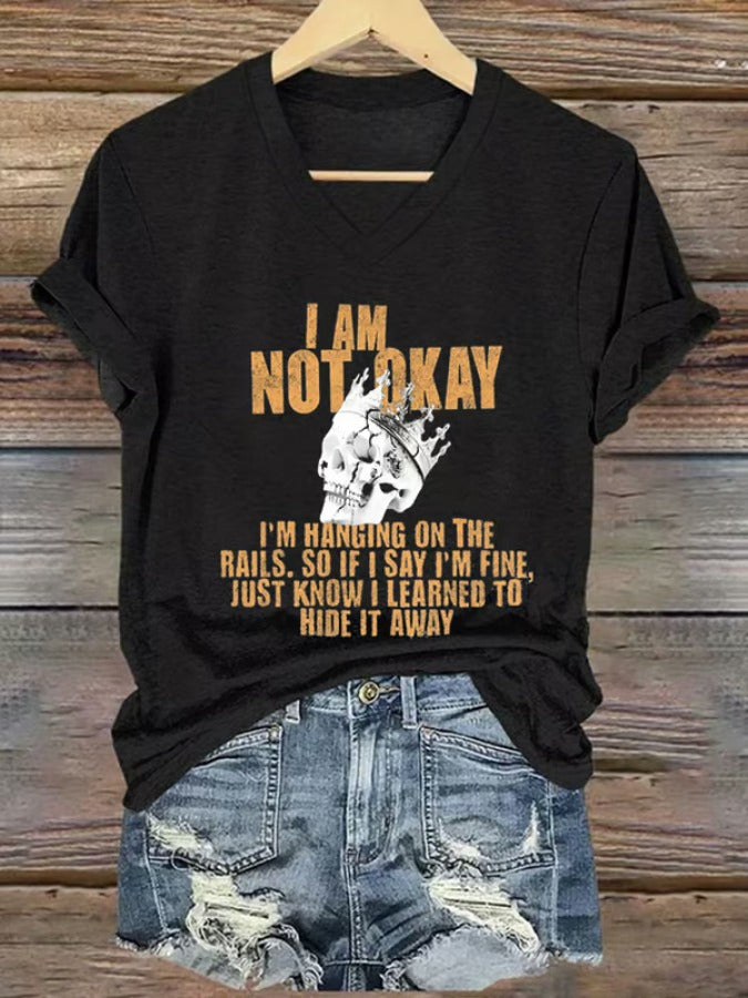 T-Shirt mit Country-Musik-Aufdruck „I Am Not Okay“ für Damen