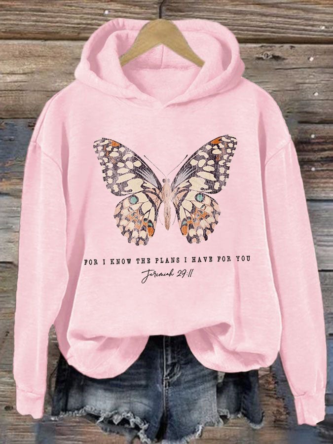 Women's Casual Jeremiah 29 11, For I Know the Plans I Have For You Print Hoodie Long Sleeve Sweatshirt