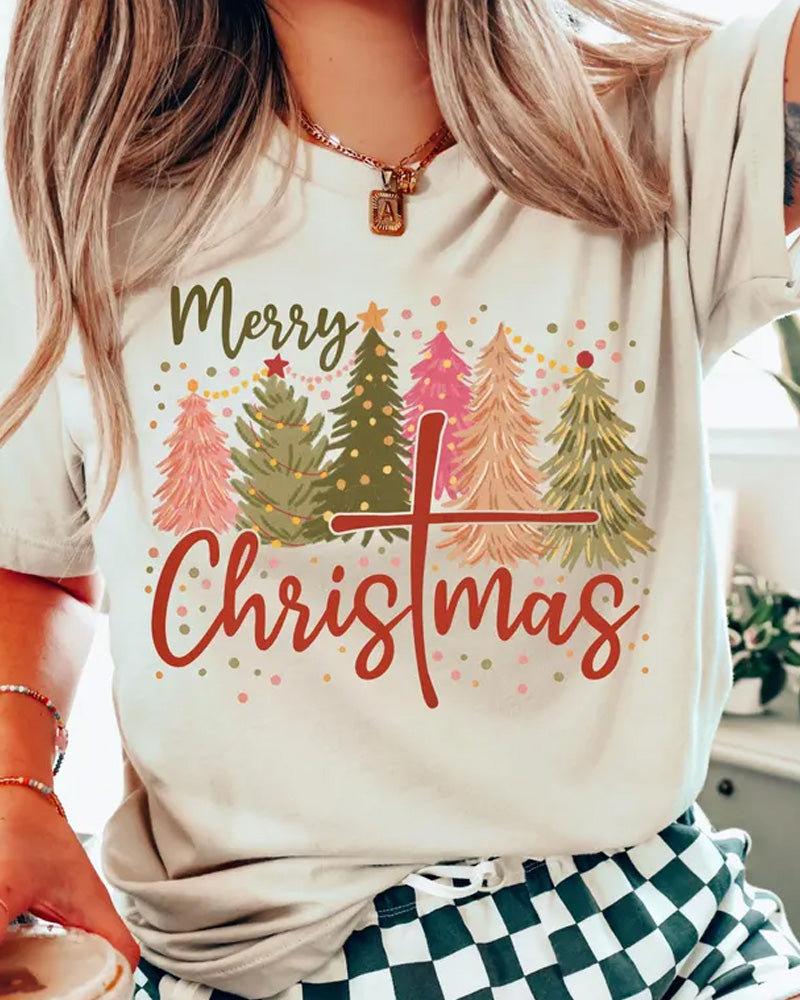 Women's Christmas Style Print Tops