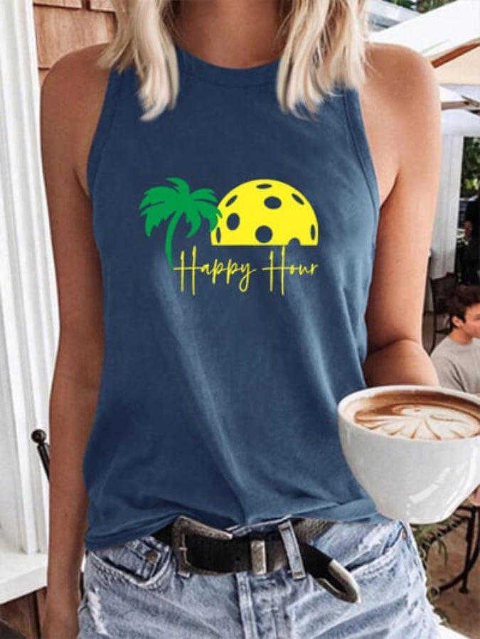 Women's Pickleball "HAPPY HOUR" Printed Casual Vest