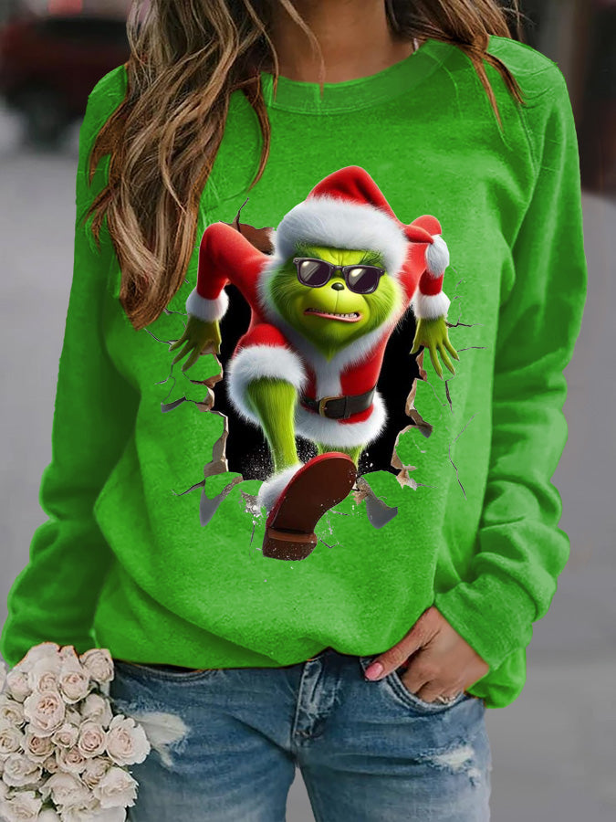 Women's Christmas Printed Crew Neck Sweatshirt