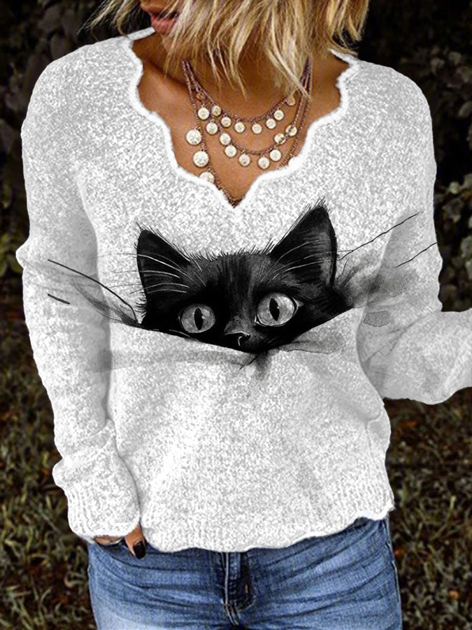 Women's Cute Cat Knitted Sweater