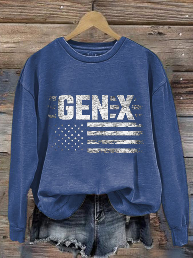 Lässiges Rundhals-Sweatshirt mit Gen X-Print für Damen