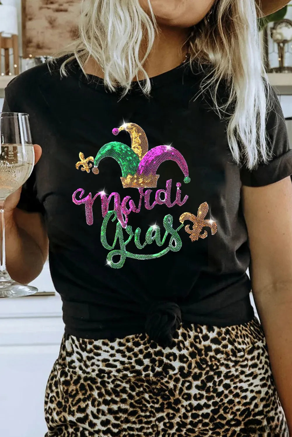 Retro Mardi Gras Crawfish Print T-Shirt