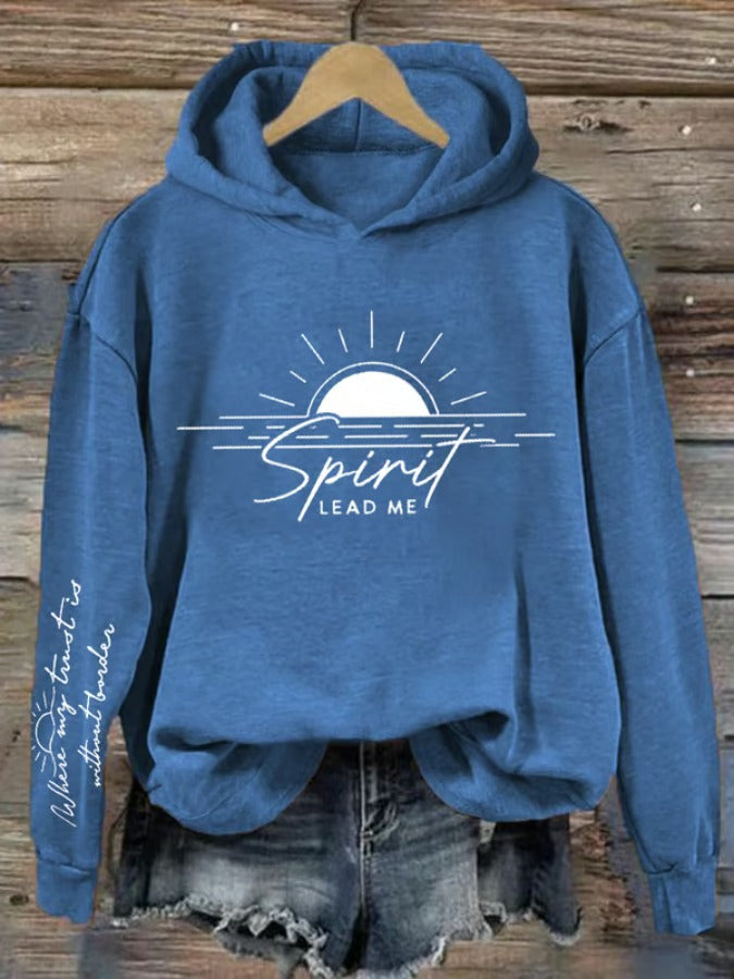 Women's Spirit Lead Me Elegant Boho Christian Quote Print Hoodie